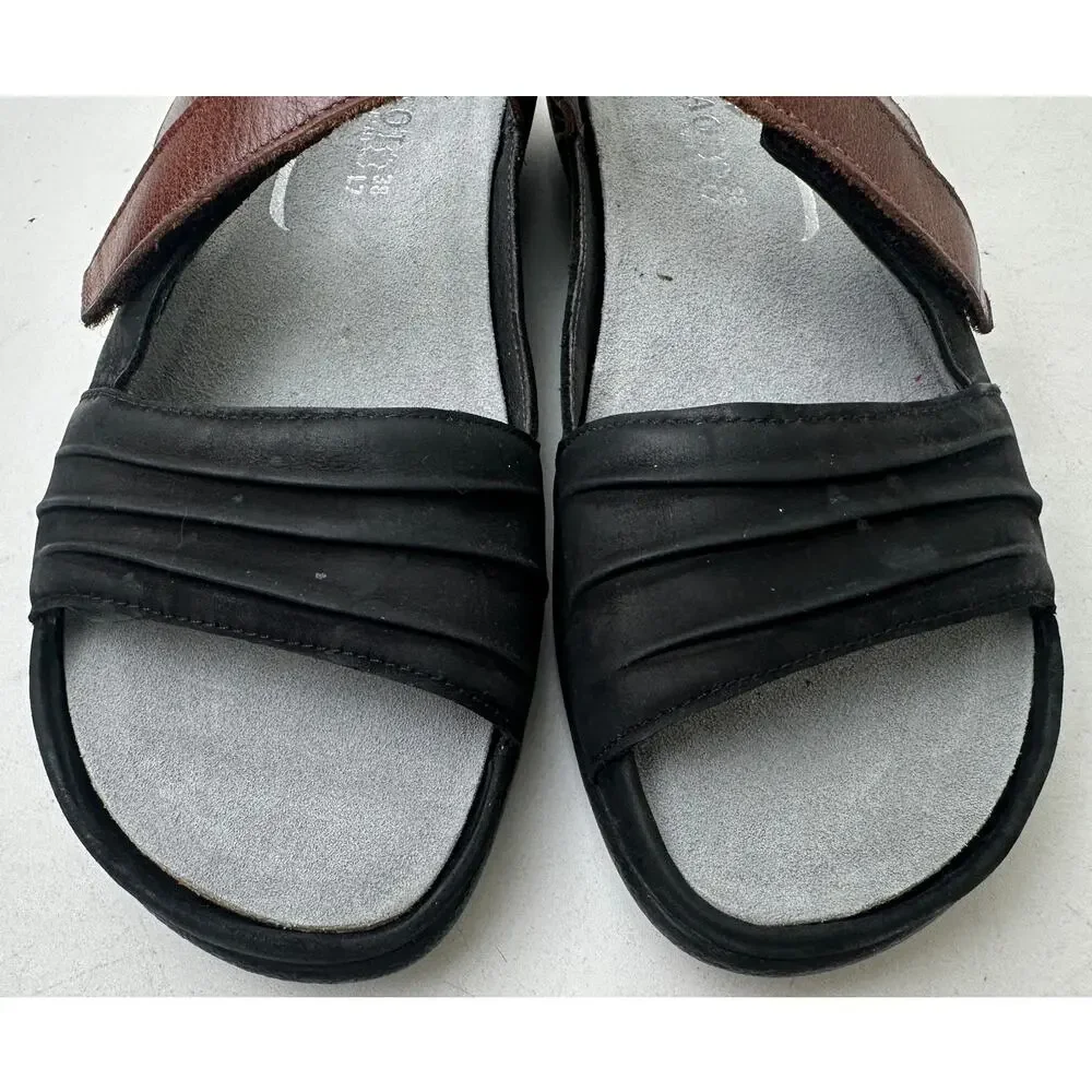 Naot Papaki Black & Cinnamon Leather Comfort Sandals Women's Sz 7 - Picture 8 of 10